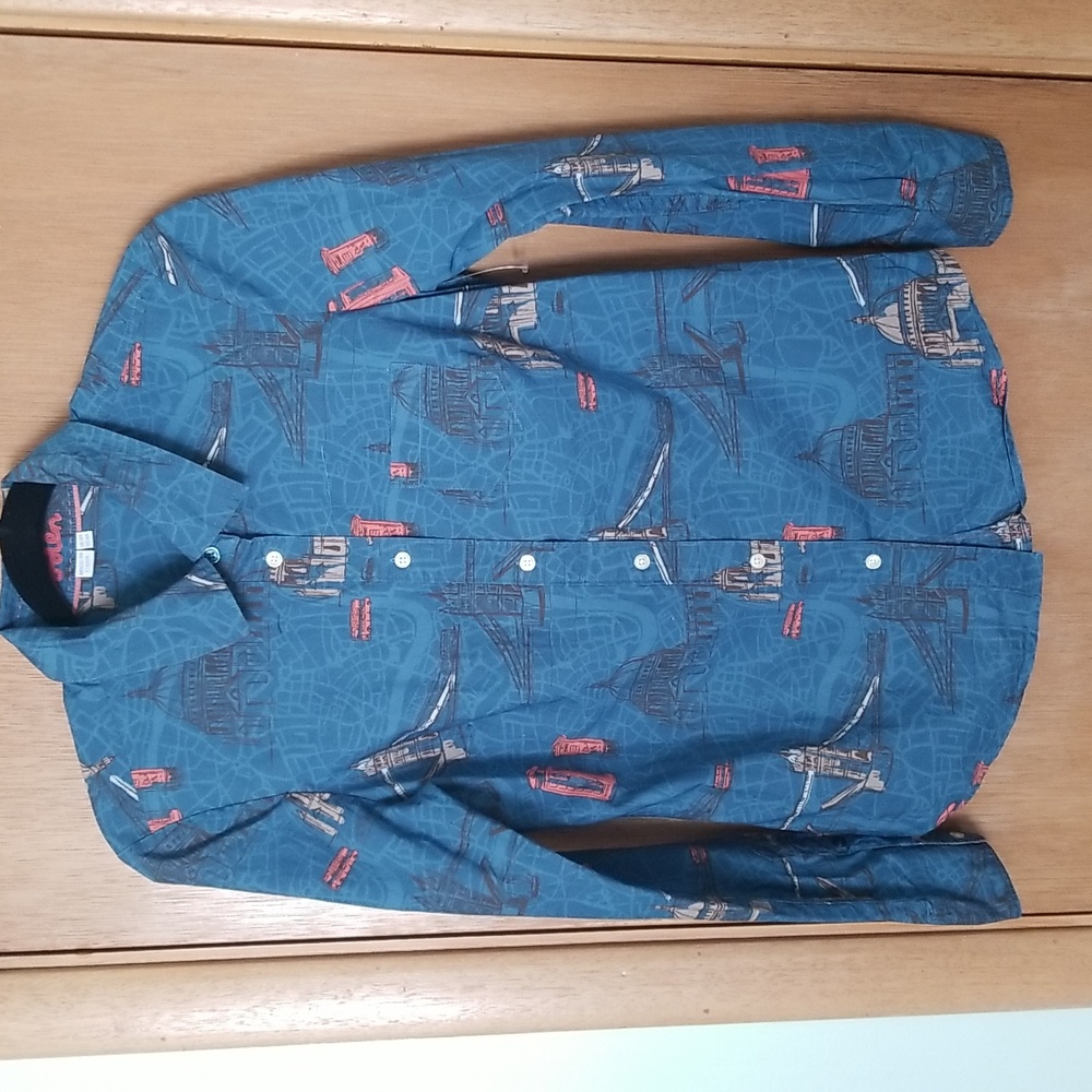 Boden Blue London Landmarks Buttondown Shirt sz 4R
